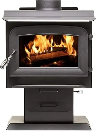  Ashley Hearth wood stove with glass door and pedestal base – best wood stove under $1000