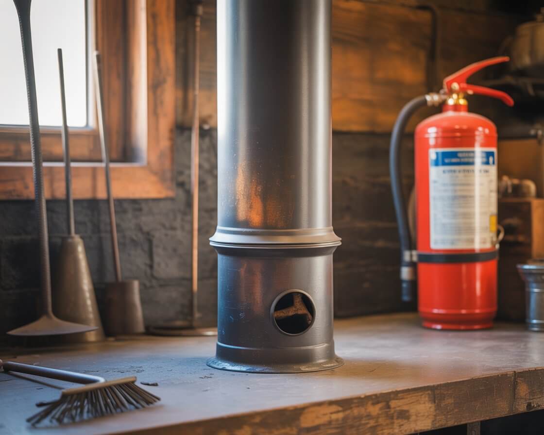 well-maintained wood stove pipe system