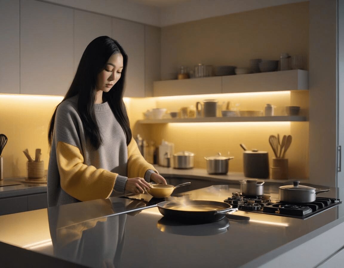 A person maintaining a clean ceramic cooktop by applying polish.